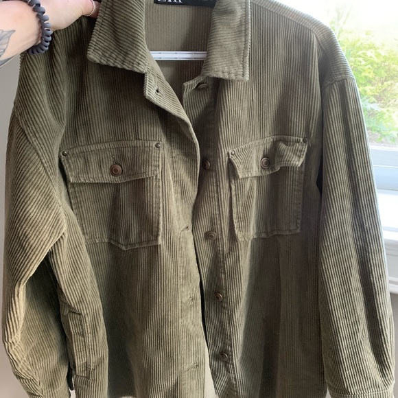 Zara Jackets & Blazers - Green Corduroy Shacket